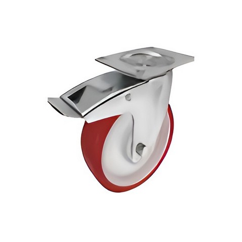 SPpb 63 SS - Полиуретановое колесо 160*50мм (нерж.сталь, площ., пов, обод PP,тормоз, шарикоподш.)