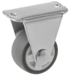 60025F - Мебел. серое колесо 25 мм (неповор. площ., TPR, полипропил. обод, втулка скольж.)